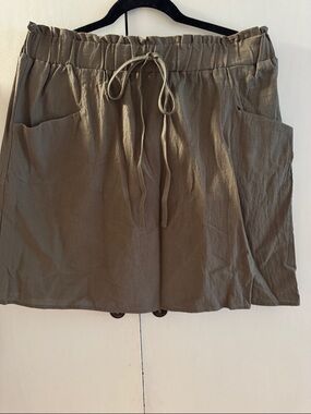 SHEIN Olive Green Curve Skirt with Elastic Waist